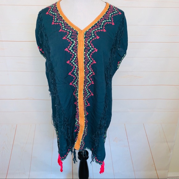 Beaches & Boho swimsuit Coverup Embroidered Tassle - Picture 1 of 8